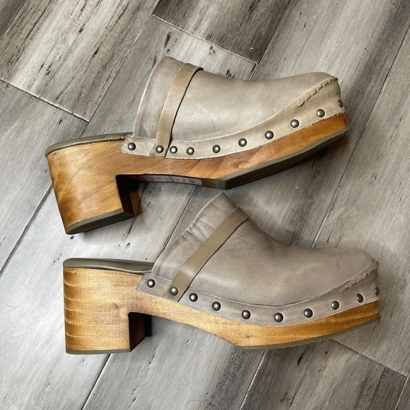 NEW Free People Calabasas Clog Heels Studded Women's Washed Taupe Size 41 11 - Picture 4 of 8